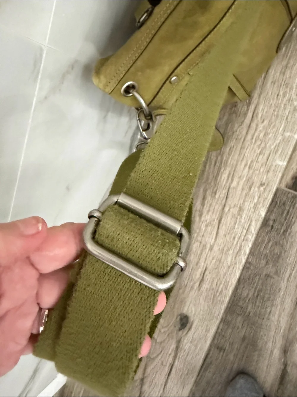 Olive Green Fossil Crossbody Shoulder Bag Zippers  - Women's Slouch Foldover